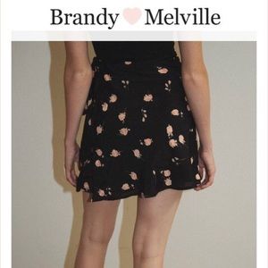 NWT Brandy Melville Black Floral Wrap Skirt